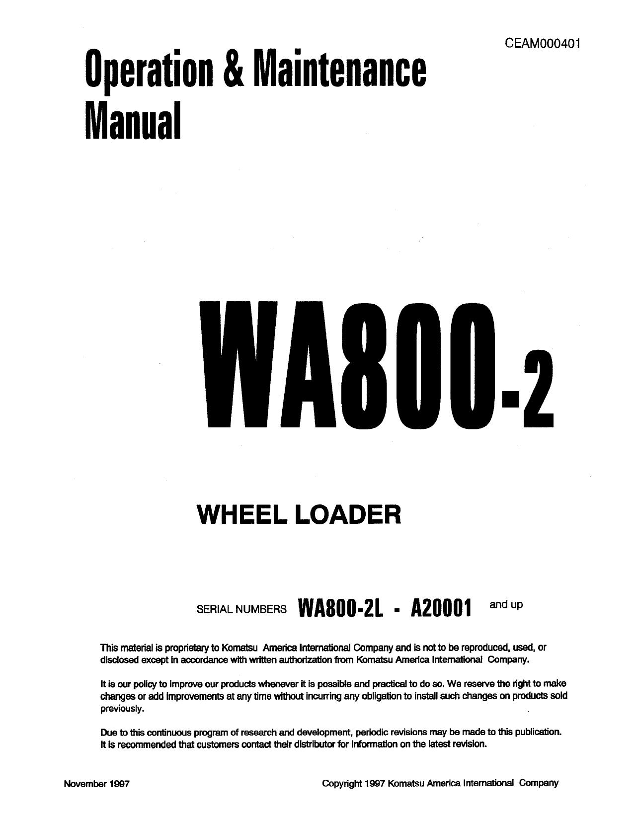 WA800-2 Shop Manual